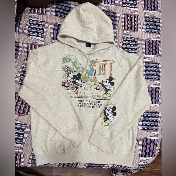Disney Mickey & Minnie "Places to Go, Friends to See" Hoodie - Heather Beige - Picture 4 of 12